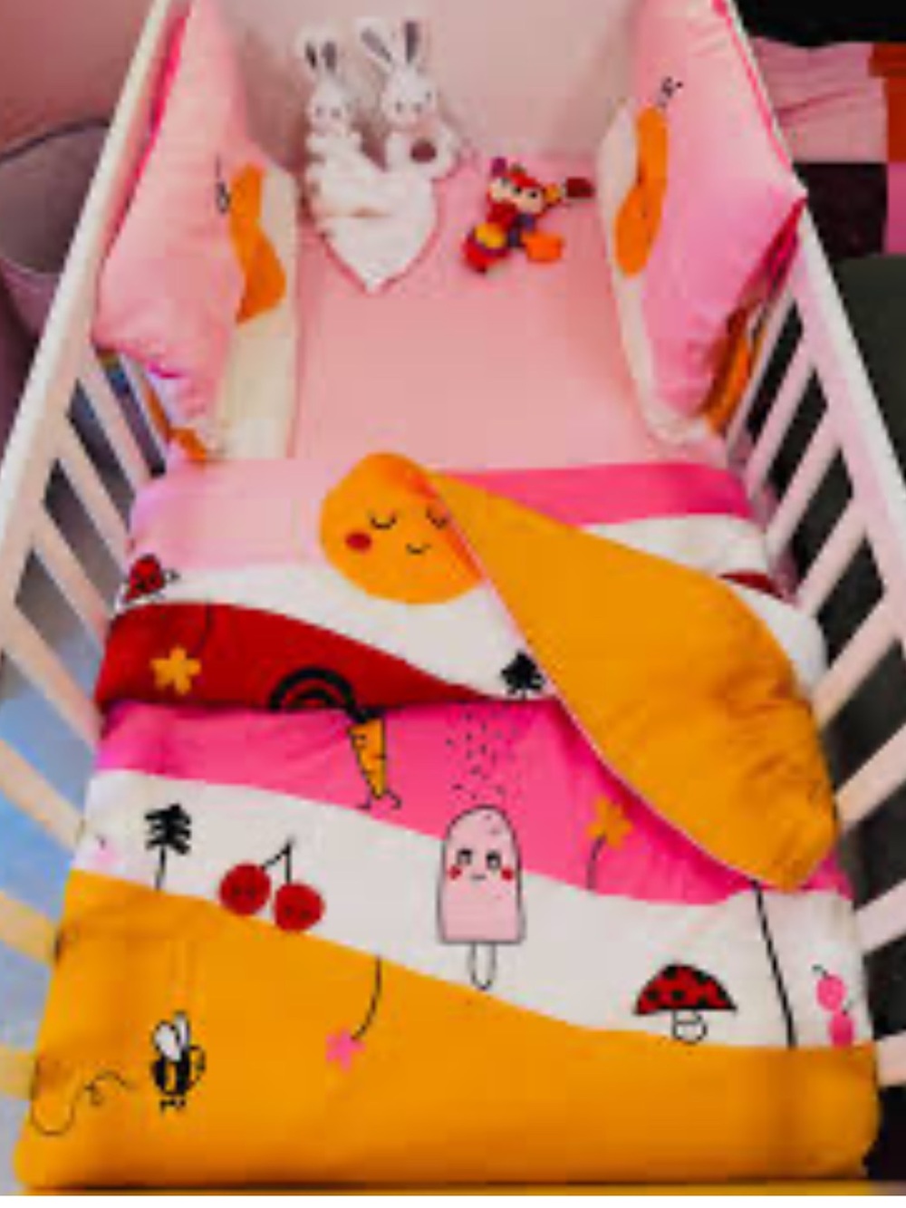 IKEA Pink Red Yellow White Cartoon Duvet Cover and Duvet
